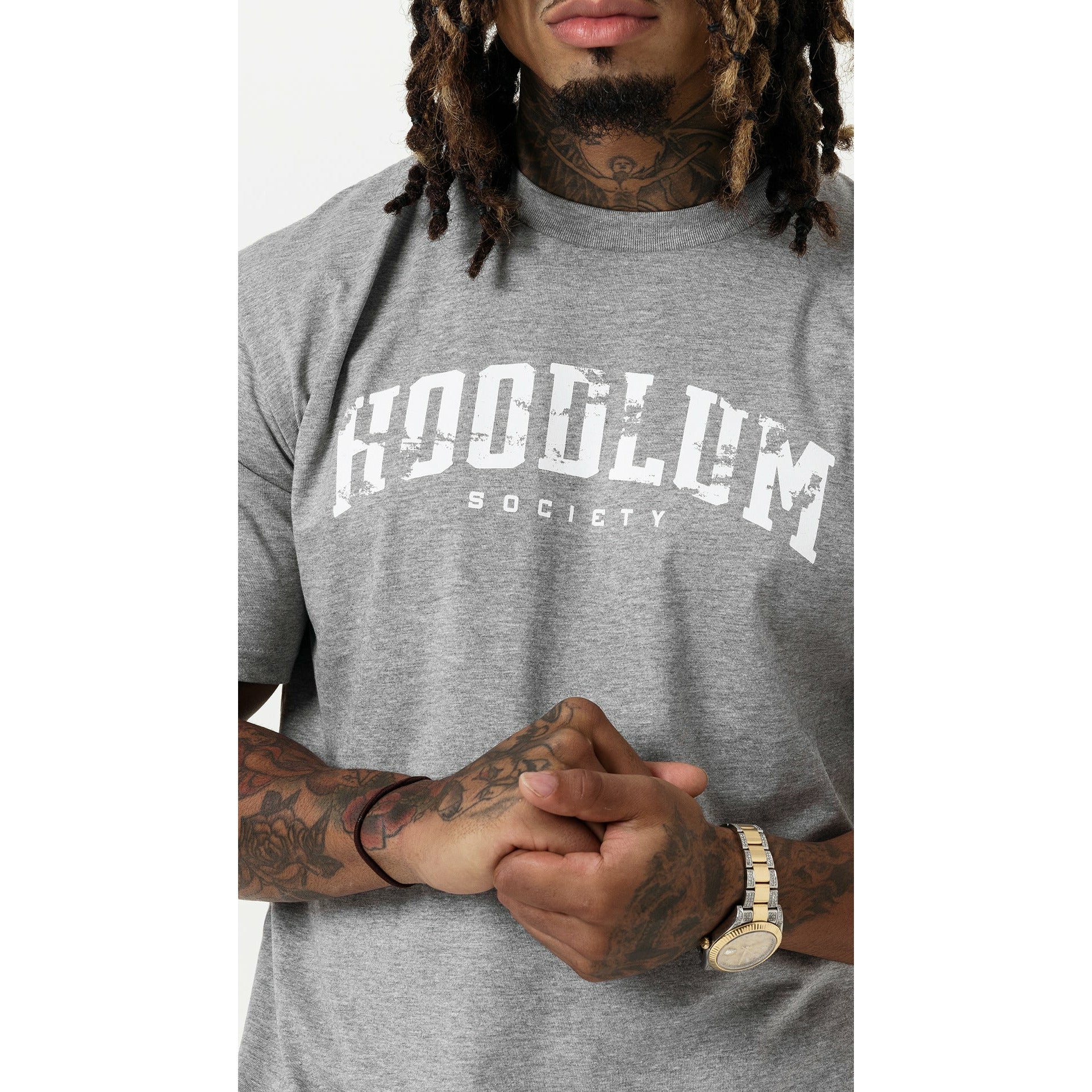 DISTRESSED HEATHER GREY HOODLUM T-SHIRT