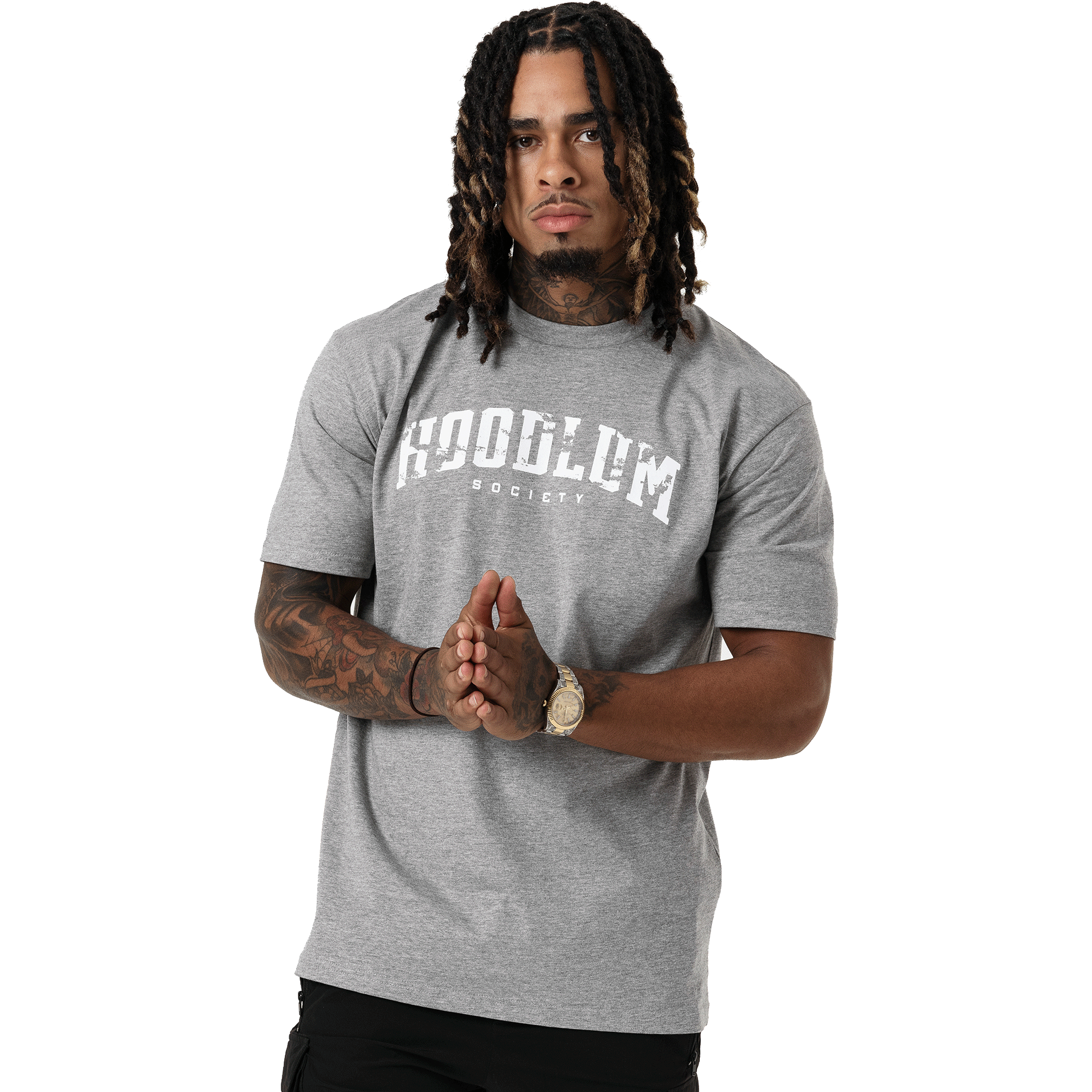 DISTRESSED HEATHER GREY HOODLUM T-SHIRT