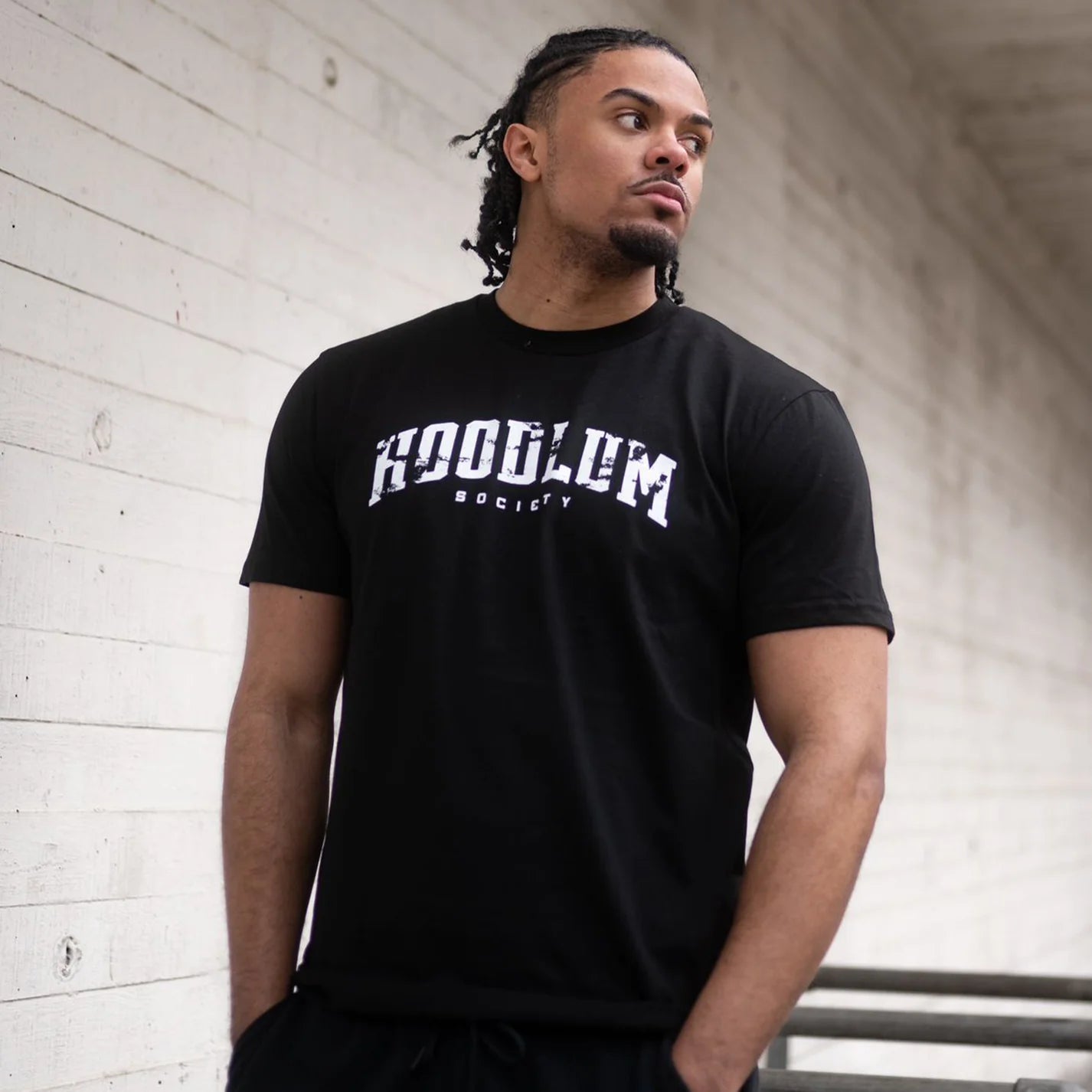 HOODLUM CORE DISTRESSED LOGO T-SHIRT BLACK