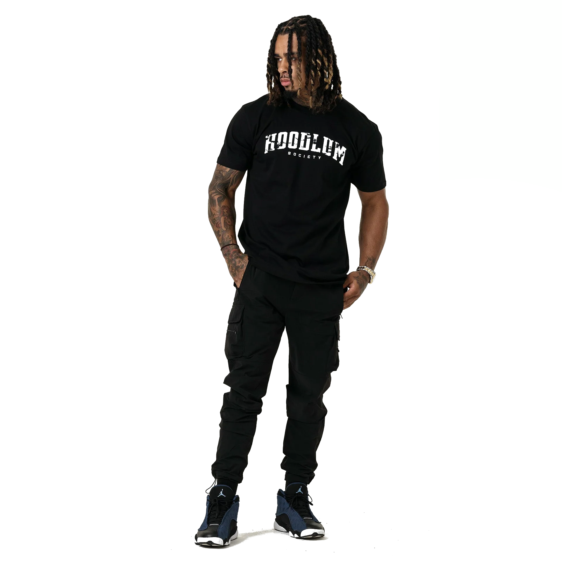 HOODLUM CORE DISTRESSED LOGO T-SHIRT BLACK