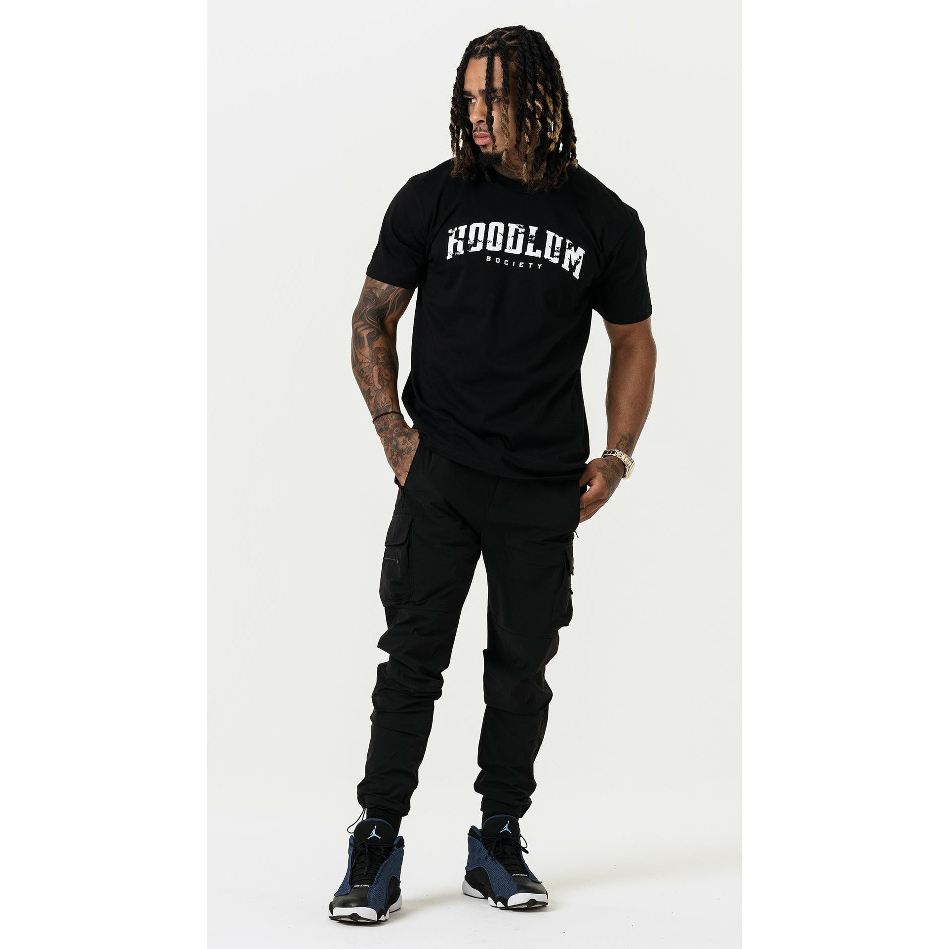 DISTRESSED BLACK HOODLUM  T-SHIRT