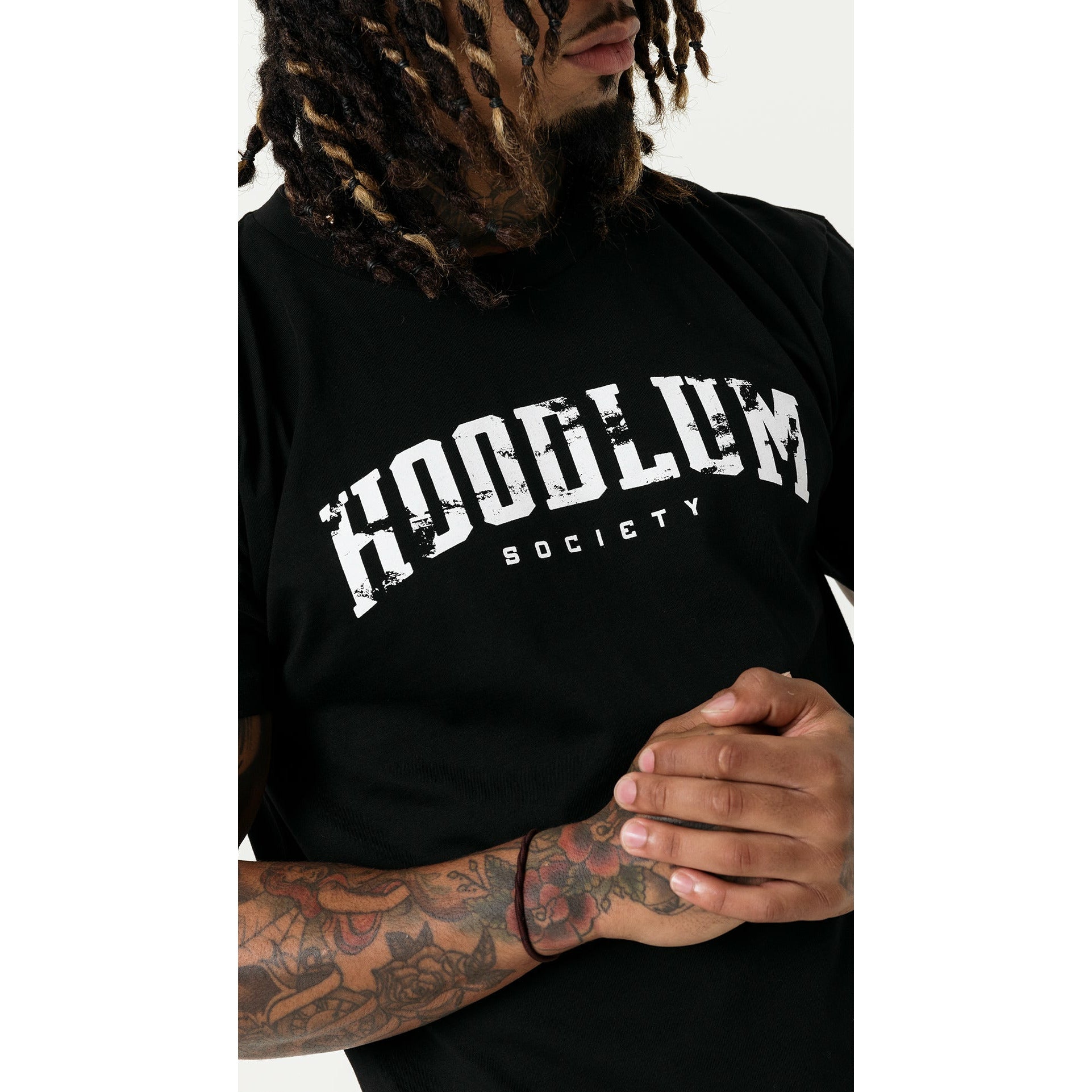 DISTRESSED BLACK HOODLUM  T-SHIRT