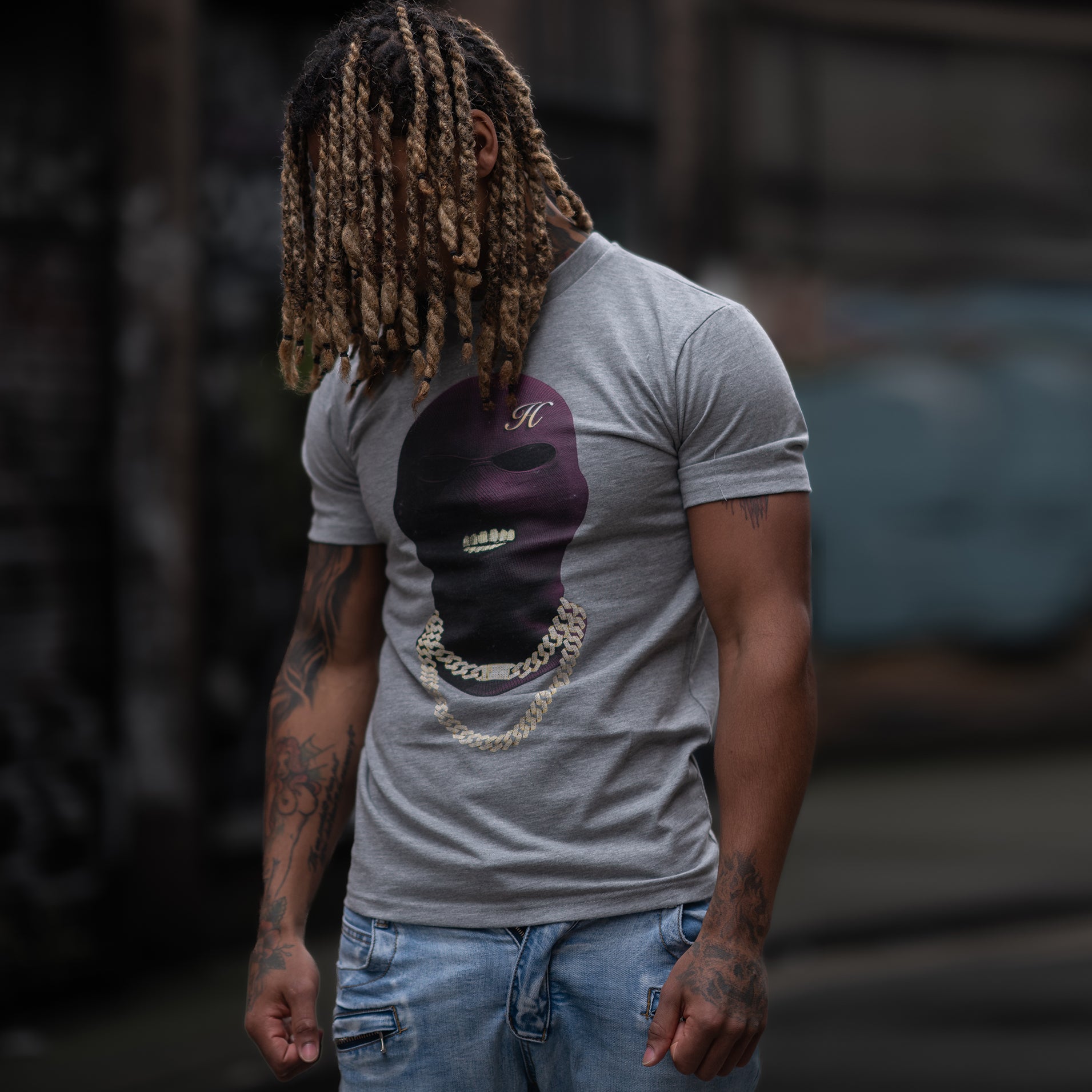 HOODLUM SKI MASK GREY T-SHIRT