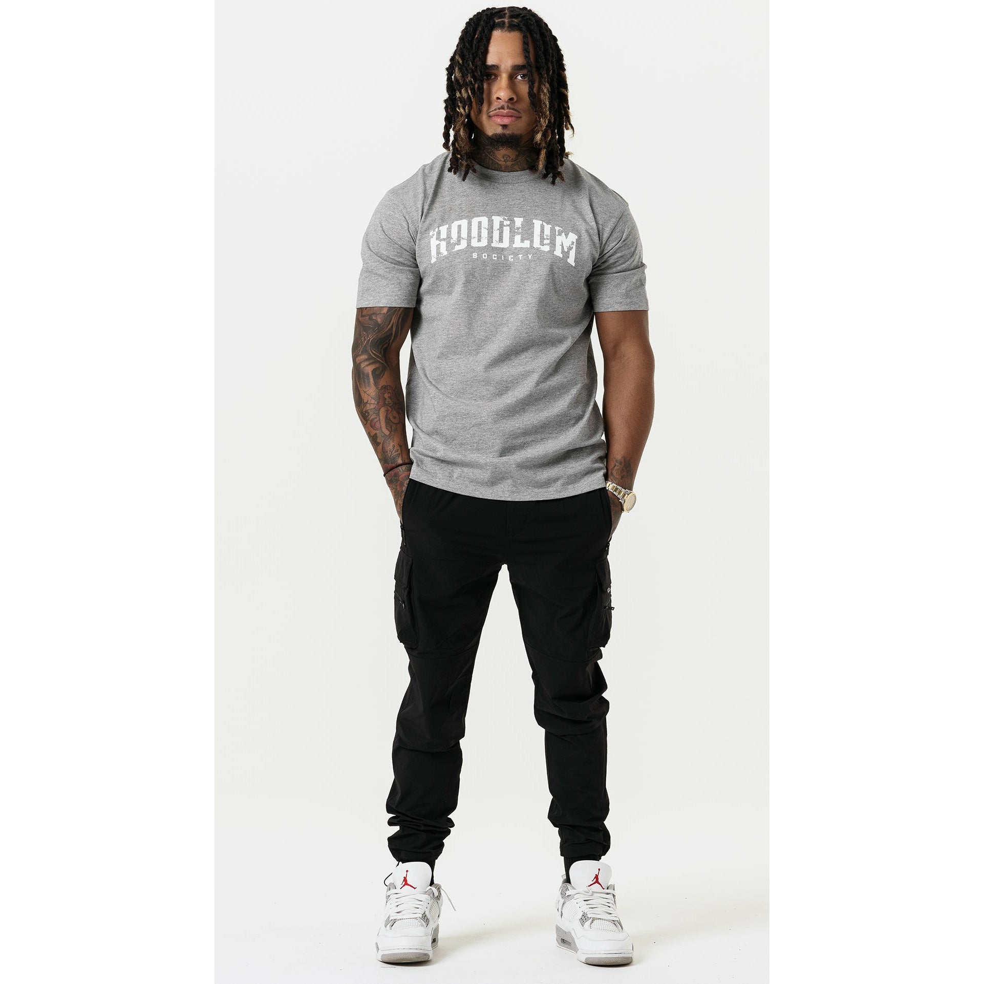 DISTRESSED HEATHER GREY HOODLUM  T-SHIRT