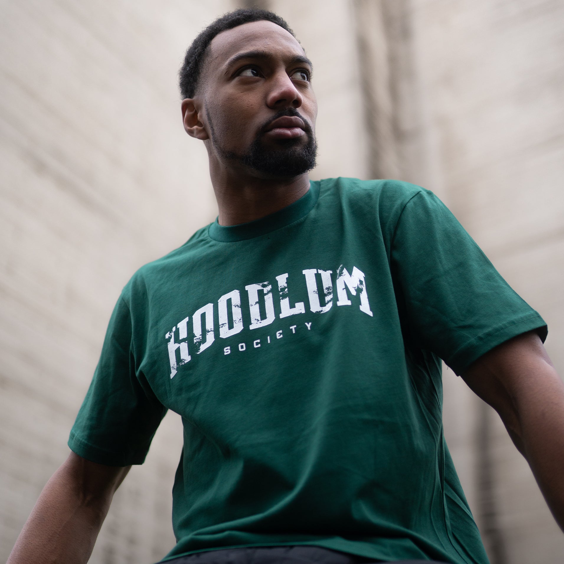 DISTRESSED RACING GREEN HOODLUM  T-SHIRT